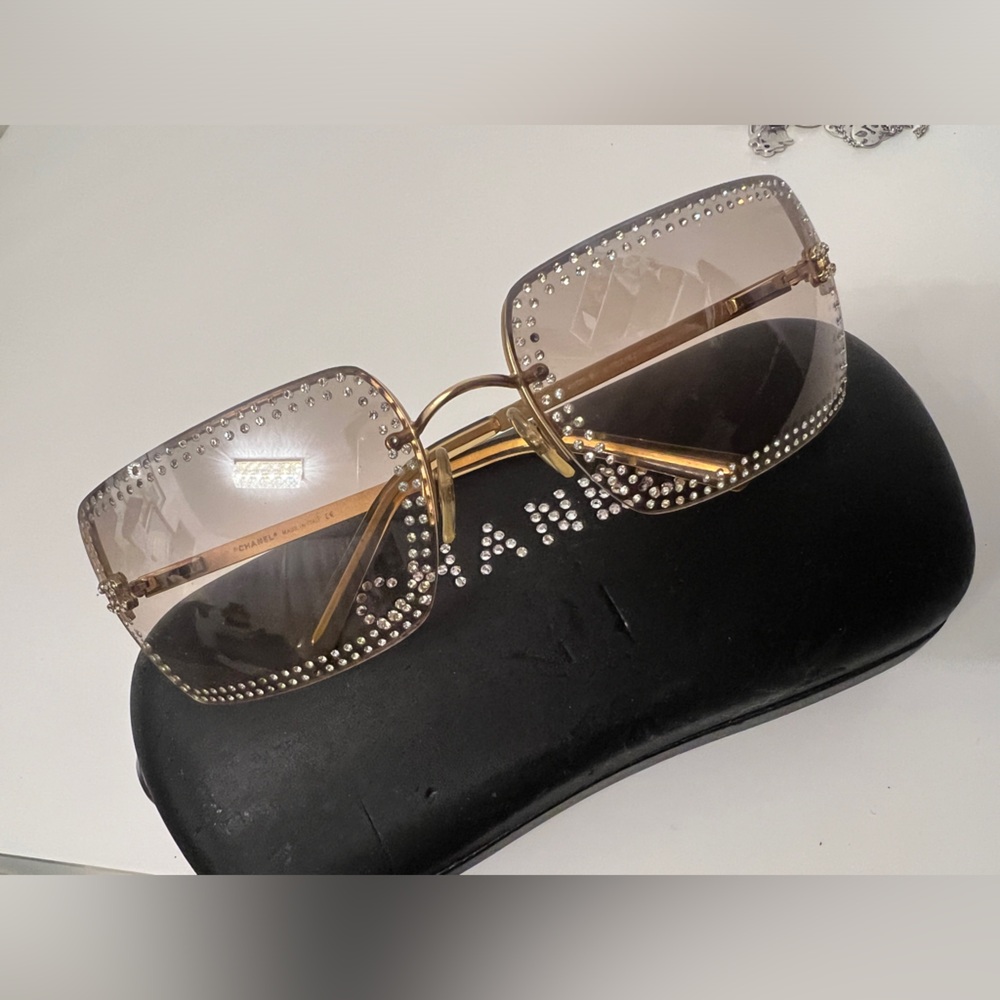 Chanel Rhinestone Y2K sunglasses.